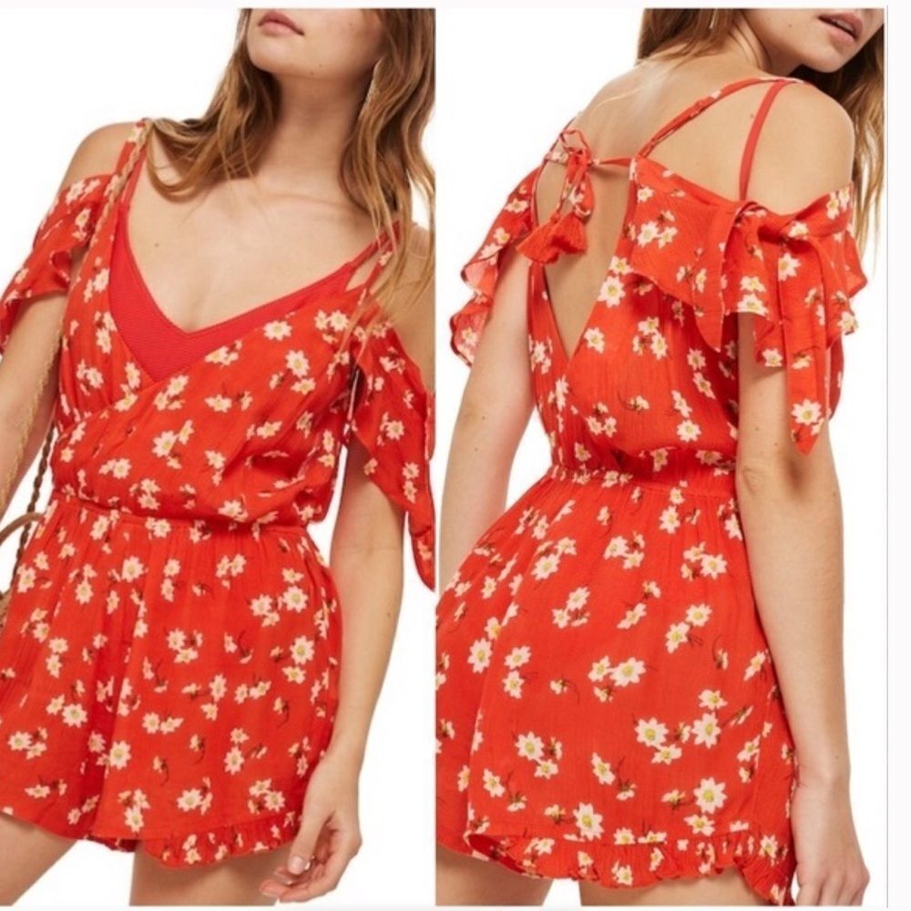 Topshop Daisy Floral Print Romper Size 8/10